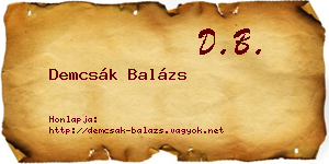 Demcsák Balázs névjegykártya