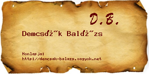 Demcsák Balázs névjegykártya